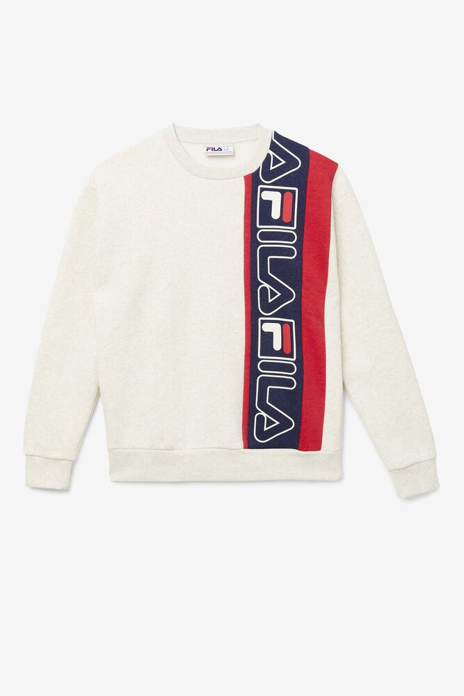 Fila Sweatshirt Mens White Powel Crew - Ireland 93612-FTMA